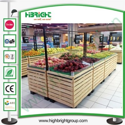 Wooden MDF Supermarket Vegetable Display Shelf