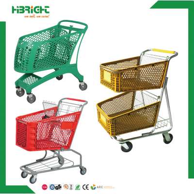 Virgin PP All Plastic Supermarket Hand Shopping Cart Trolley