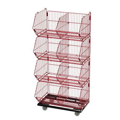 Store Retail Display Rack Metal Wire Promotion Warehouse Storage Box with Wheels